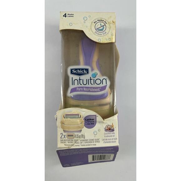 Schick Intuition Pure Nourishment Razor Handle + 2 Cartridges Coconut Milk New - Picture 1 of 3